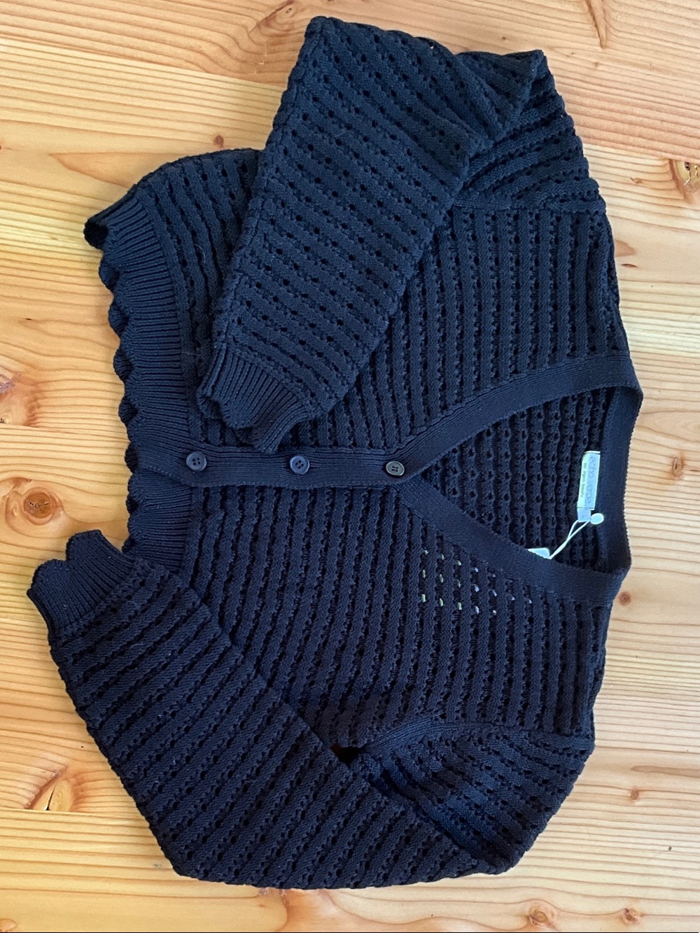Classic Black Cropped Crochet Cardigan - Women Sweater